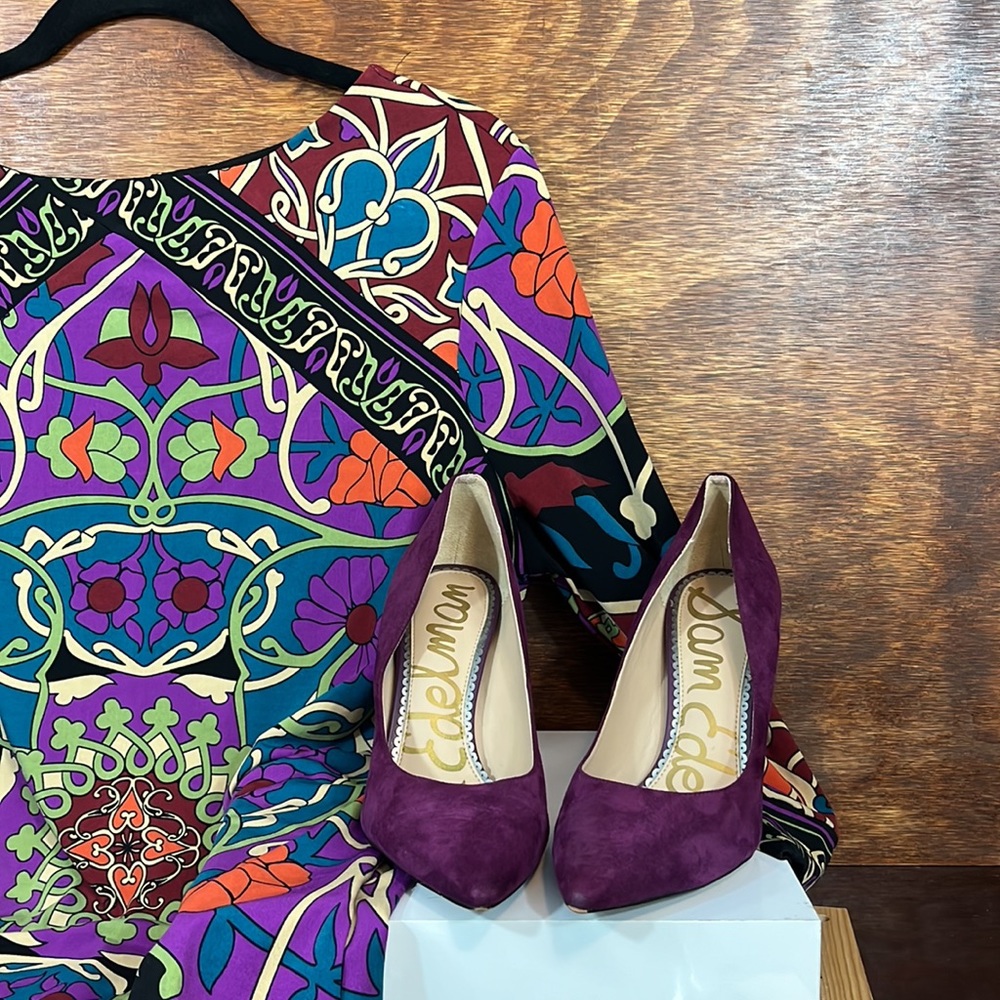 Gorgeous Sam Edelman Plum Suede High Heels Sz 7
